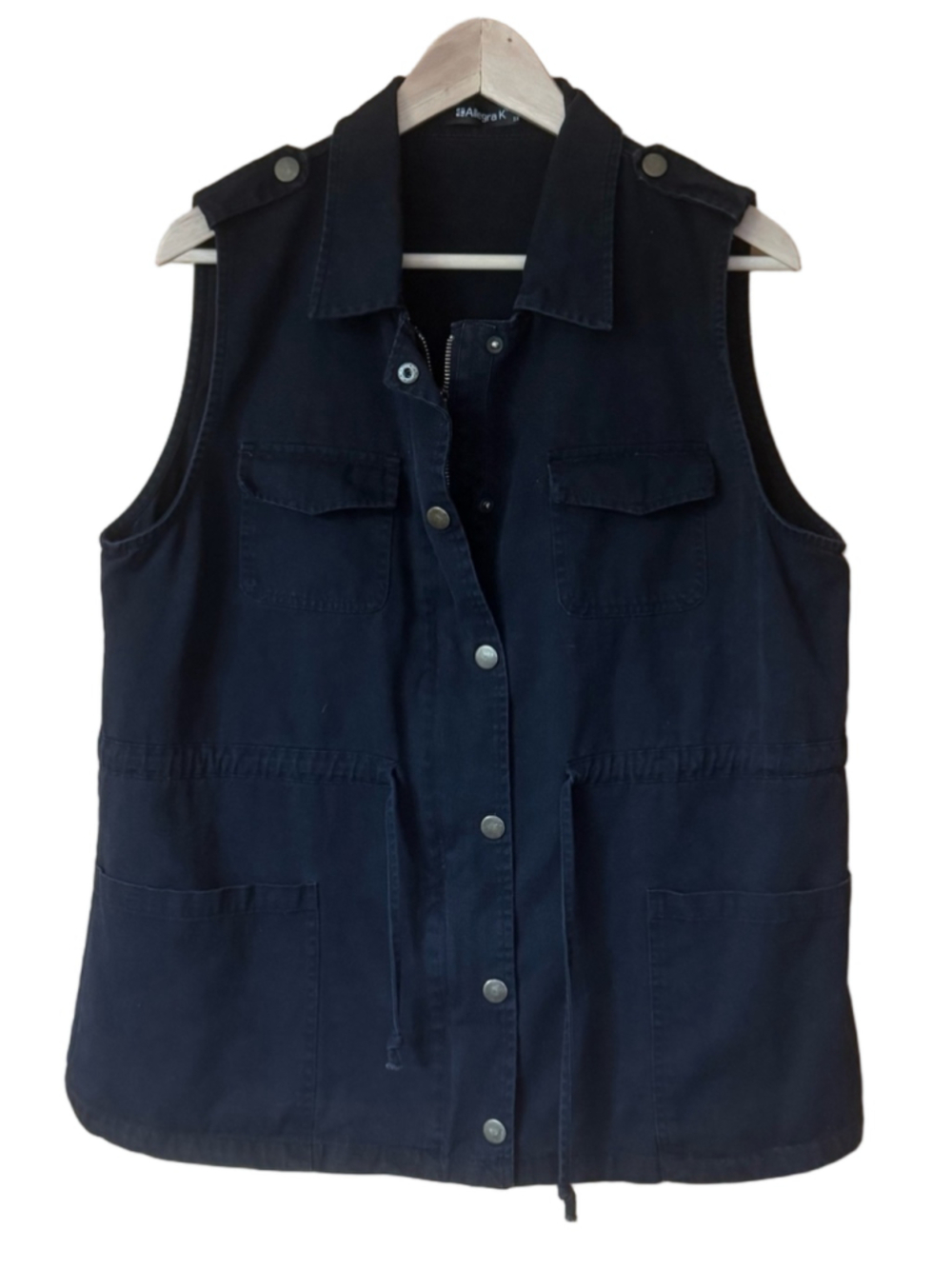 Allegra K Black Utility Vest with Snap and Zip Closure size 1X